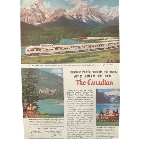 Vintage 1955 Canadian Pacific Banff and Lake Louise Ad Advertisement - Picture 1 of 4